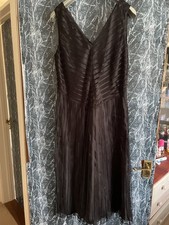 CC black overmesh sleeveles V-neck dress 16 petite