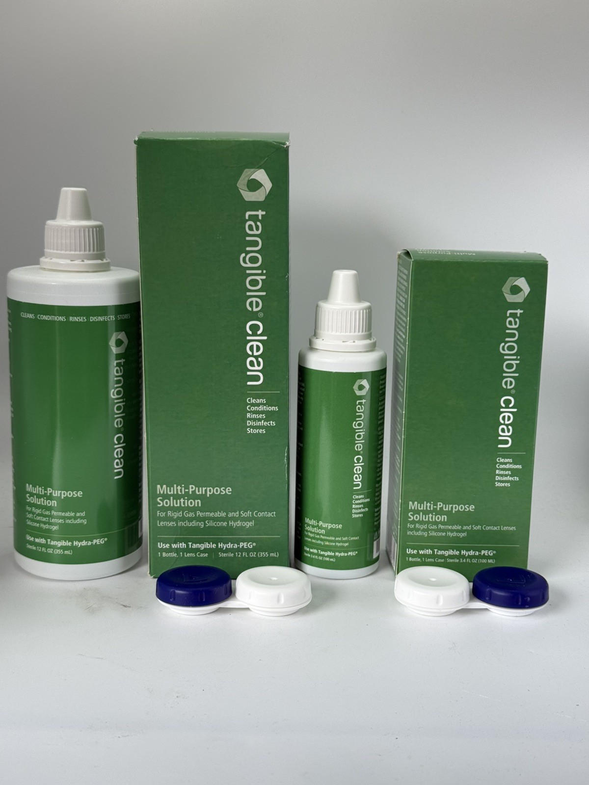 2x Tangible Clean Multi-Purpose Lens Solution Scleral /Gas Permeable 12oz& 3.4oz