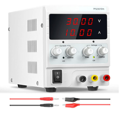 Fuente de alimentación de CC variable, 0-30 V, 0-10 A, ajustable, para laborator