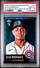 2022 Topps Chrome Platinum #171 Julio Rodriguez RC Blue Toile Ref /199 PSA 10
