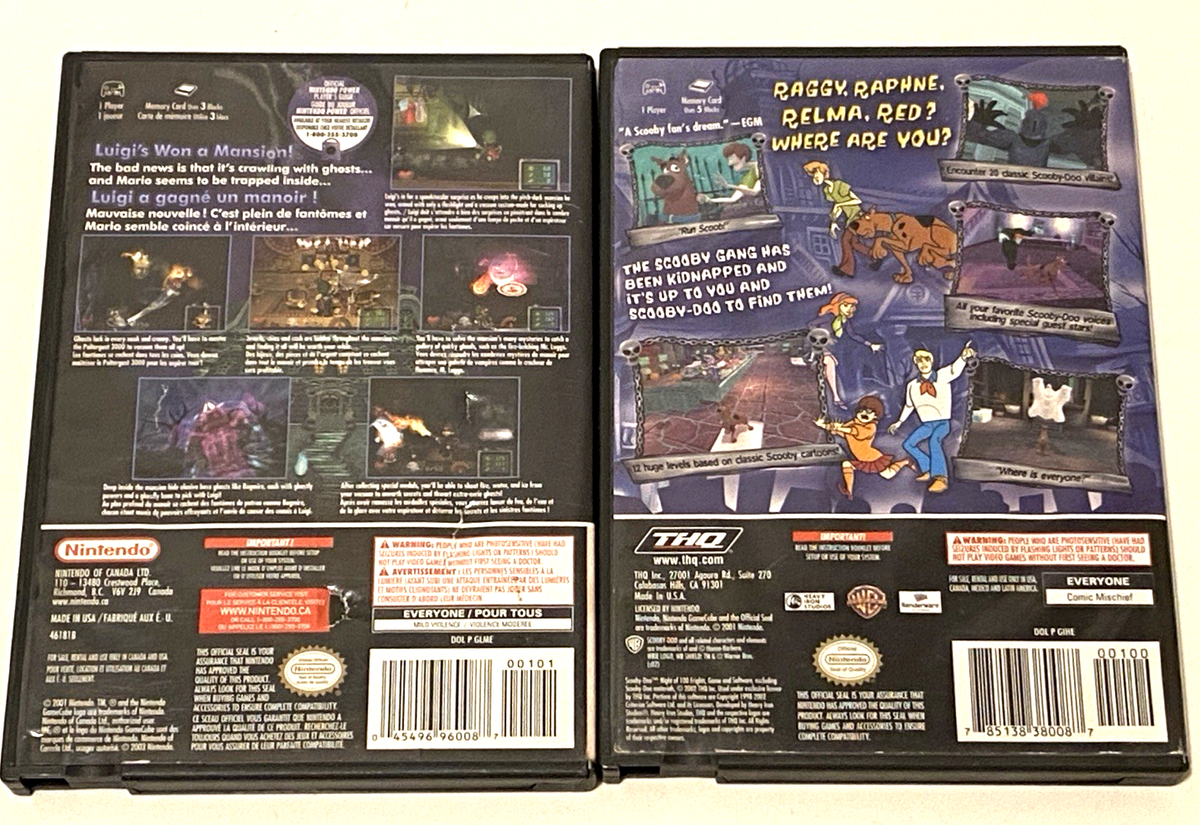 Nintendo GameCube Kids Horror Games Luigi's Mansion Scooby-Doo