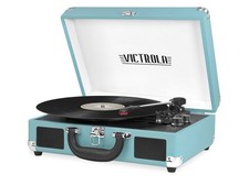 VICTROLA JOURNEY BLUETOOTH SUITCASE RECORD PLAYER 3-SPEED TURNTABLE - TURQUOISE