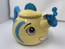 Rare Vintage MM Kamenstein Whistling Kettle Tea Pot Enamel Flounder Fish