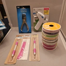 Lot of Crafting Tools, 13 New Unopened Items As Pictured, Glue Gun Ribbons More