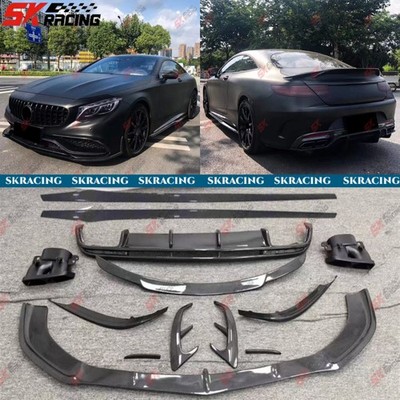 Fits Benz S63 S65AMG W217 C217 2015-17 Carbon Fiber Front Rear Lip Spoiler Kits