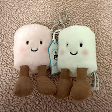 Jellycat Amuseables Pair of Marshmallows Plush Keyring Clip-On Bag Charm