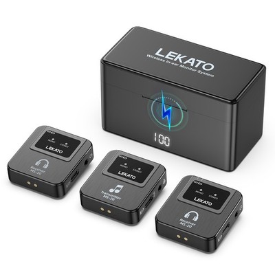 LEKATO Wireless In-Ear Monitor System 1 Sender 2 Empfänger mit Ladebox 30h Akku