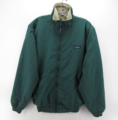 VINTAGE LL Bean Jacket Men Medium Green Three Season Bomber Fleece Lined 90s