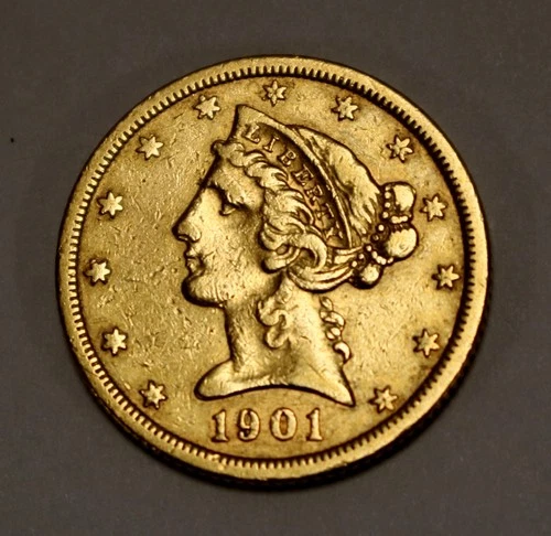 Photo of a 1901-S Liberty Half Eagle from an eBay sale