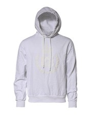 Dolce & Gabbana White Embossed Logo Hooded Sweatshirt Men's Sweater Authentic