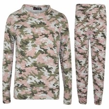 Kids Girls Lounge Suit Camouflage Print Top  Bottom Loungewear Jogging Suit