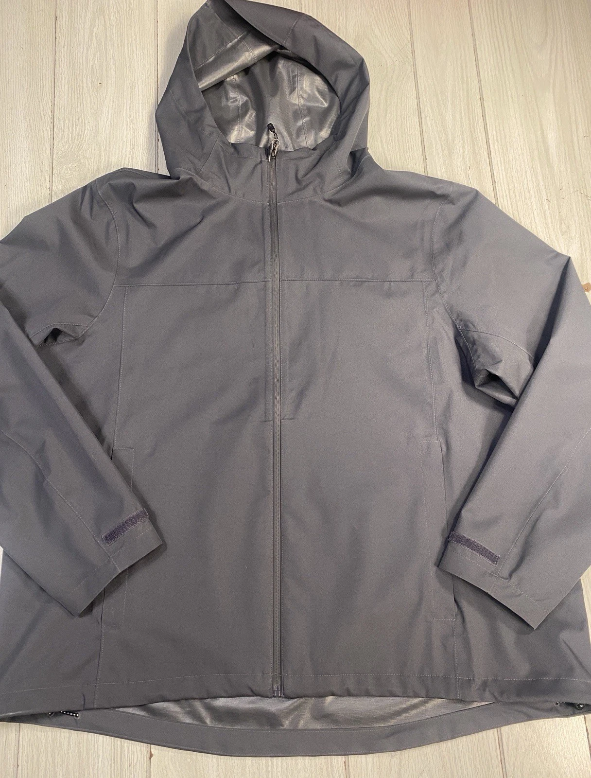 Swiss Tech Jacket Mens 2XL Gray Hooded Windbreaker Raincoat Zip Basic