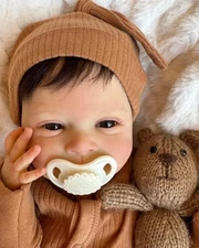 Lifelike Reborn Baby Dolls 18" Cloth Body Sweet Smiling Newborn Hand-Rooted Hair
