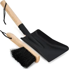 INNO STAGE Ash Shovel and Brush Set - Fireplace Tools S-6*16inch, Black 