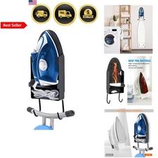 Ironing Board Holder Wall Mount Iron Hanger Heat Resistant Organizer Black