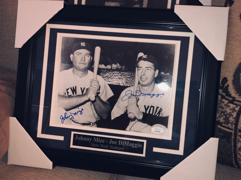 Joe DiMaggio & Johnny Mize AUTO 8x10 Photo - Framed & ready to Hang - PSA/DNA