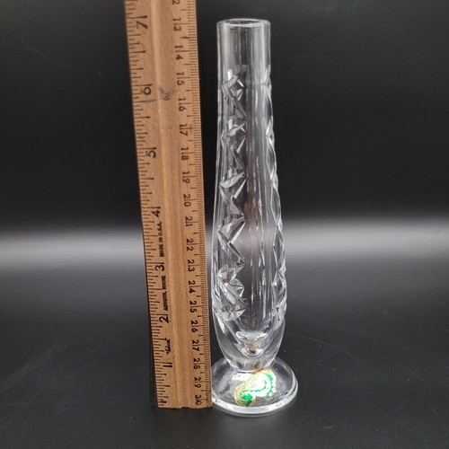 Waterford Irish Cut Crystal Giftware Petite 7" Bud Vase W/ Porcelain Flowers - Picture 12 of 13