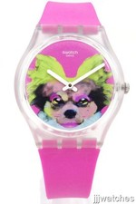 New Swiss Swatch Originals PINKAPIPPA Hot Pink Silicone Watch 34mm GE267 75