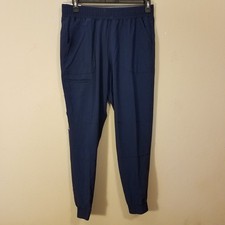 ScrubStar Jogger Women M Petite Pull-On Pants Pockets Yoga Waistband Blue NEW