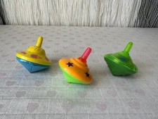 3 X Vintage Plastic Spinning Tops Toy 1990s Collectible (no Sounds) Toy Used Lot