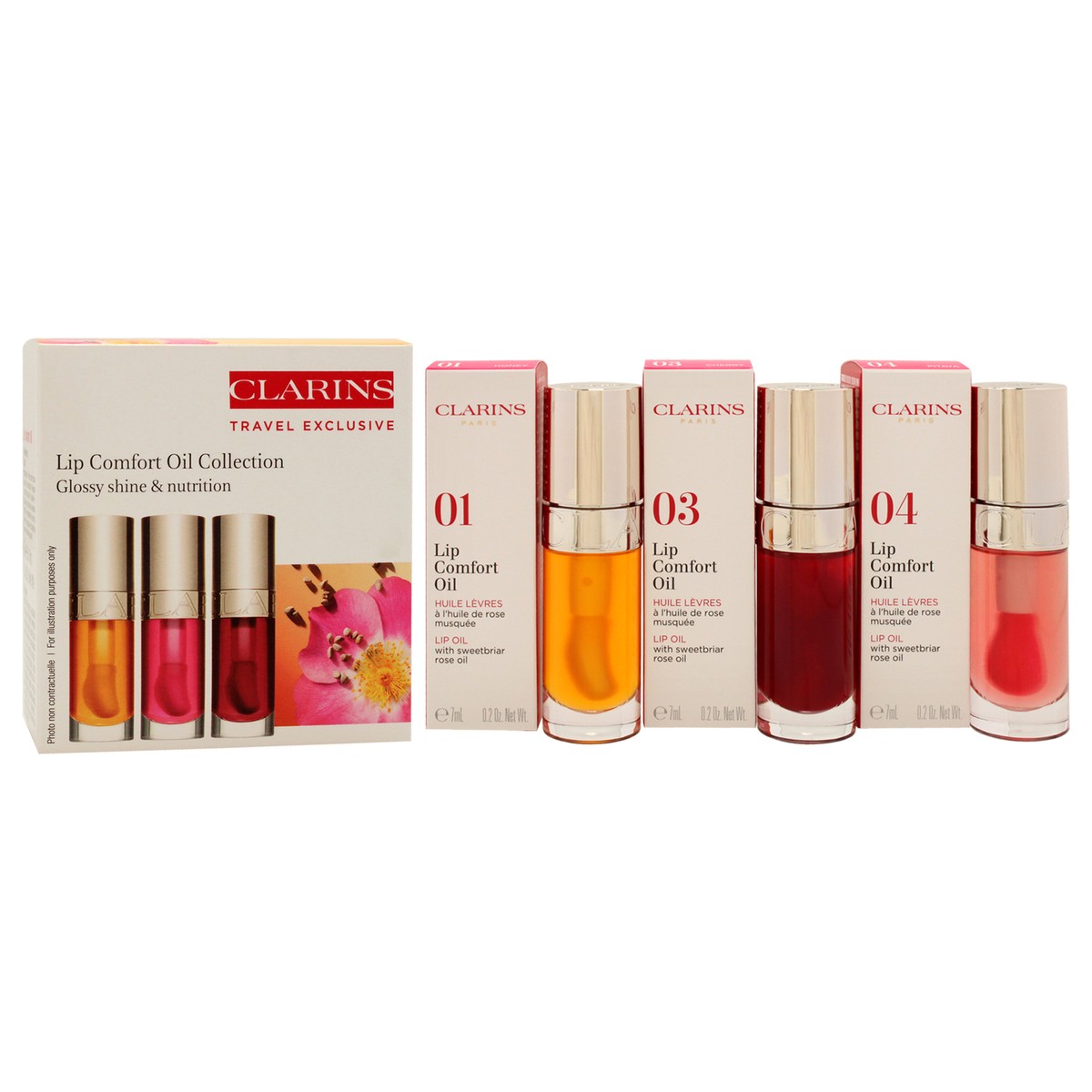 2 Pack Lip Comfort Oil Collection by Clarins for Women - 3 Pc Kit