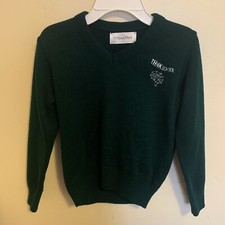 Flynn O Hara Uniforms Boys V - Neck Pullover Sweater Size YS 6- 8 Years Green