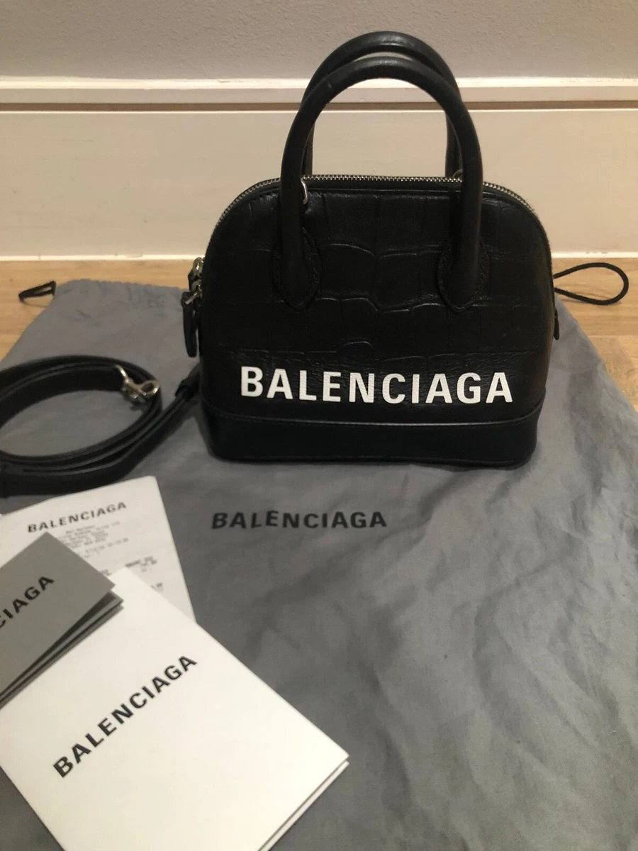 Balenciaga XXS Ville Croc-Embossed Leather Top Handle Bag