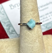 sterling silver stackable ring Size 8 Larimar Raw
