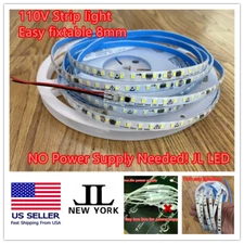 Ultrathin 110V LED Strip light.No Powersupply Needed!Easy Fix! Waterproof!