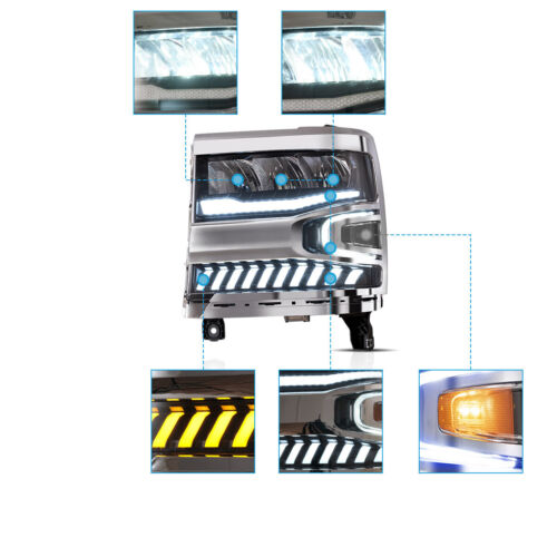 For 2016 2017 2018 Chevrolet Silverado 1500 LED Headlight HID/Xenon LH RH Pair - Picture 4 of 9