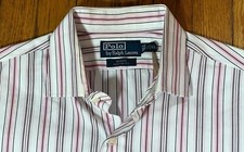 Polo Ralph Lauren Shirt Men  s 17 XL Regent Classic Fit White Pink Stripe L/S