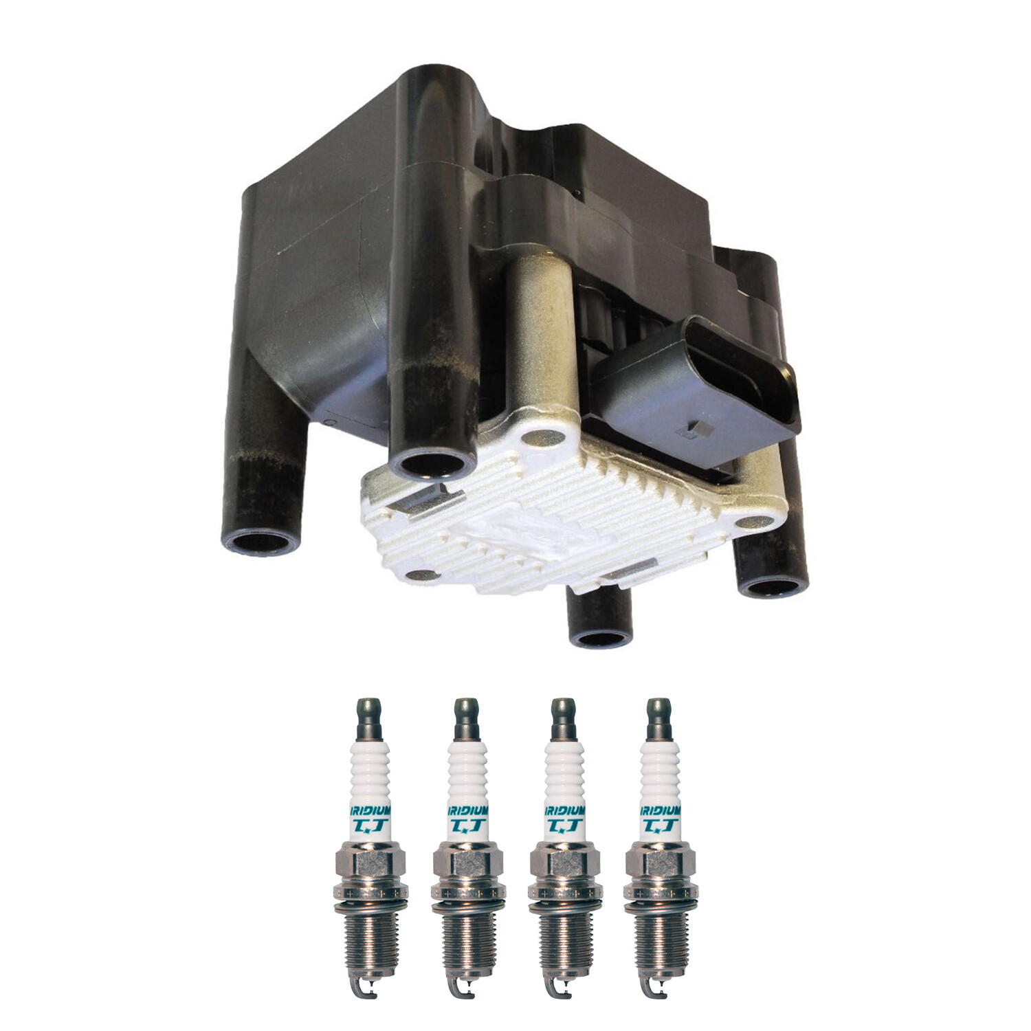 Bosch 1 Ignition Coil Denso 4 Iridium TT Spark Plug Kit For Golf Jetta Civic L4