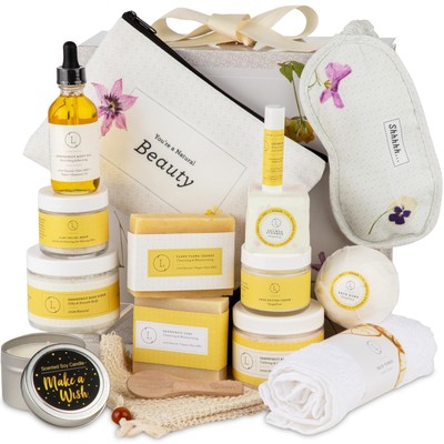Lizush Luxury Citrus Spa Gift Basket - 15-Piece Handmade Self-Care Set for Re...