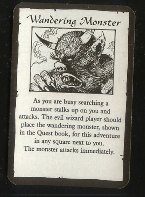 Wandering Monster Treasure Card Hero Quest Games Workshop MB Spiele