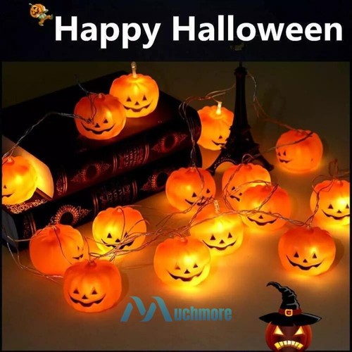 Battery Operated Pumpkin Ghost Maple Leaf Lights LED Strings for Halloween Decor - Picture 2 of 115