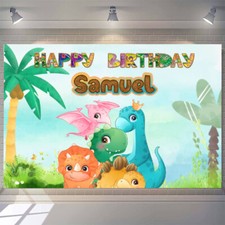 DINOSAUR CUSTOMIZED watercolor Birthday Banner PERSONALIZDO FONDO Backdrop   