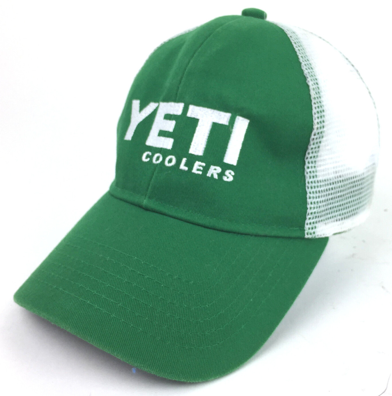 YETI Coolers Mens Green White Vented Mesh Trucker Adj… Gem