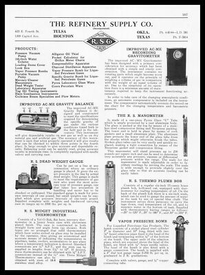 1939 Refinery Supply Co. Houston Texas Tulsa OK Gravitometer Manometer Print Ad
