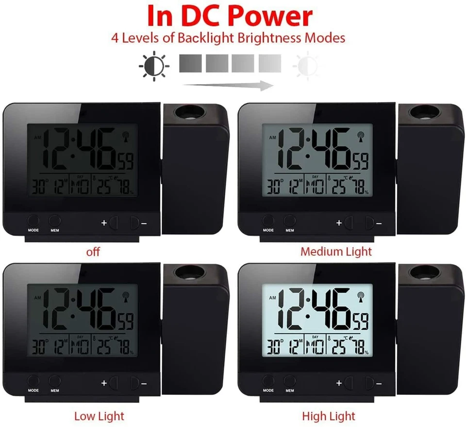 Projection  Clock  2025  Radio Control   UK  & Ireland Version with alarm - Image 3 of 4