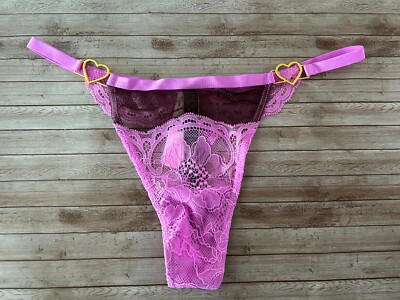 Nwt Victorias Very Sexy Heartwave Gold Hearts Thong Panty Berry Gelato Mix S 
