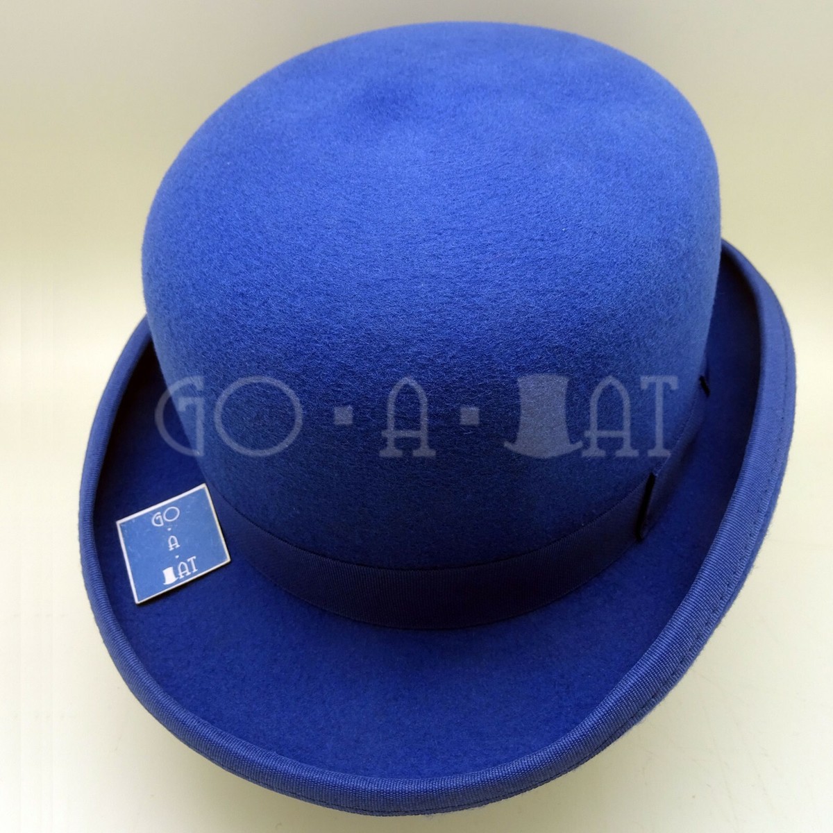 Elegant Billycock Bowler Hat with Curled Brim Men Derby Blue Size M L XL