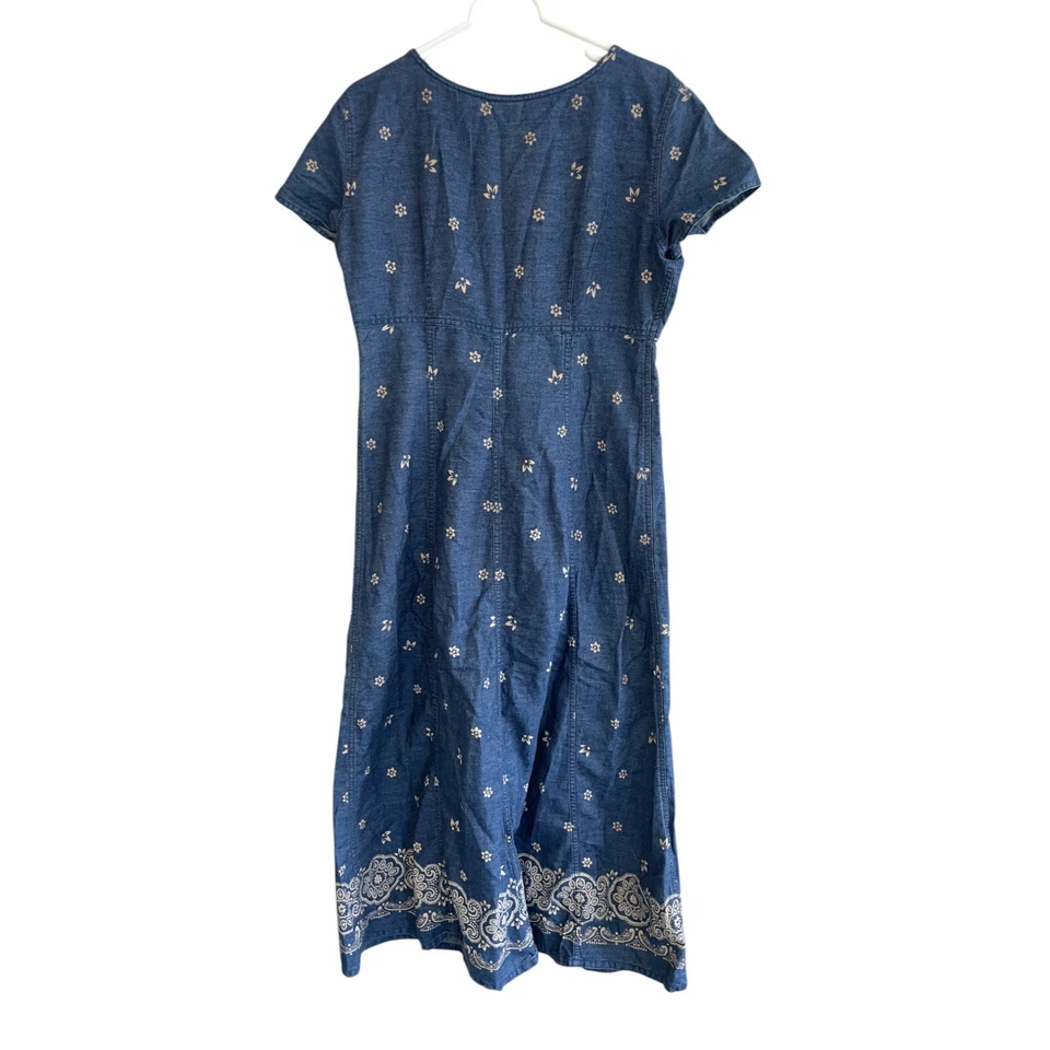 Maxi Vestido Villager Sport Liz Claiborne Cottagecore Grande De Colección Denim Abotonado Foto 3 de 4