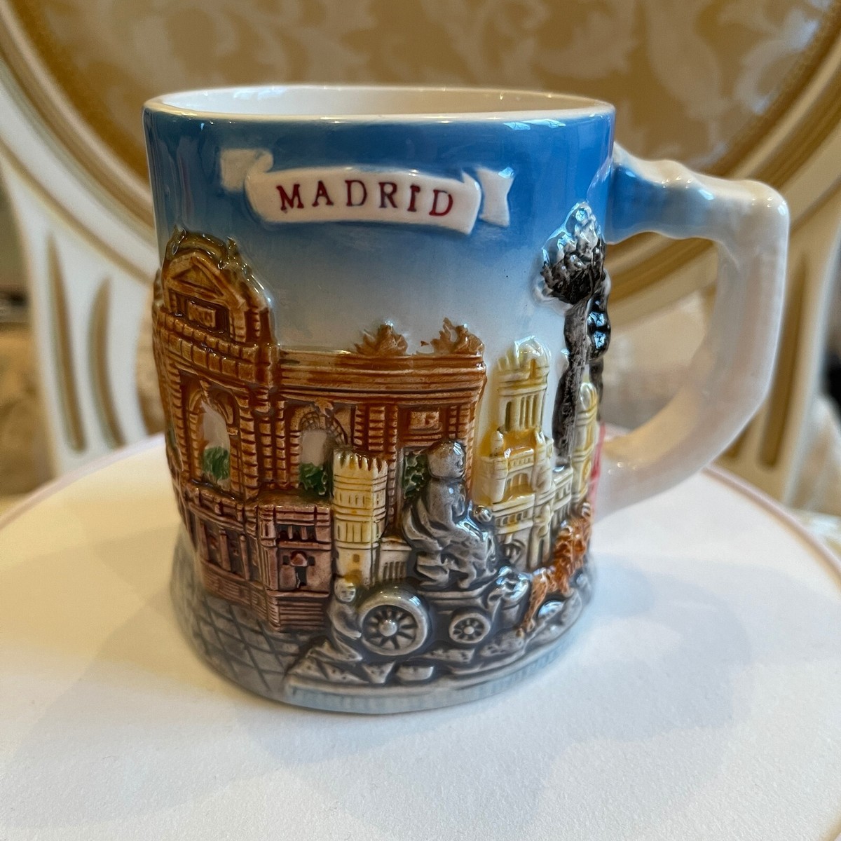 MADRID SPAIN🍵3D SOUVENIR CERAMIC MUG✓BUILDING CITY HISTORY