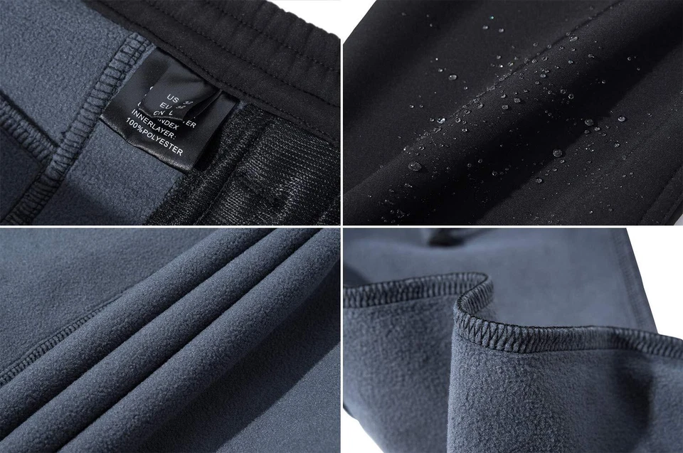 Men's Winter Thick Fleece Pants Waterpoof Ski Snow Thermal Outdoor Hiking Pants - Image 4 of 4