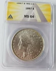 1887 Morgan Silver Dollar $ ANACS MS 64 (BU Uncirculated) Philadelphia