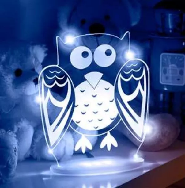 Arlec Owl LED Night Light Bed Table Lamp Plug in Decor Kids Remote