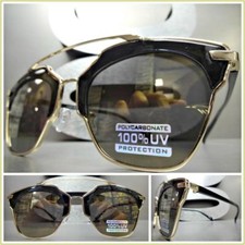 Mens or Women Classic Elegant Vintage Retro Style SUN GLASSES Black  Gold Frame