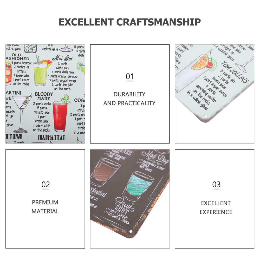 2 Pcs Iron Tin Painting Shots Menu Retro Vintage Metal Signs eBay