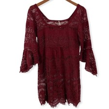 Free People Red Lace Mini Dress XS