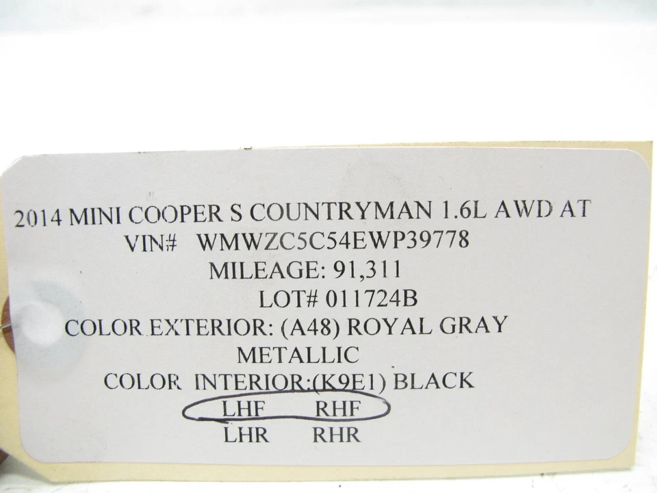 13-16 MINI COOPER COUNTRYMAN S R60 BRAZO LIMPIAPARABRISAS IZQUIERDO DERECHO OEM 011724B Foto 4 de 4